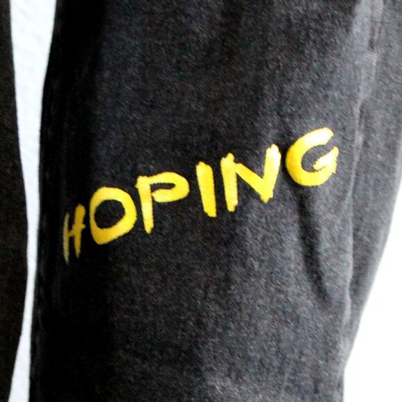 Shein High Rise Slogan Graphic Distressed Black Jean Size L - Picture 13 of 13